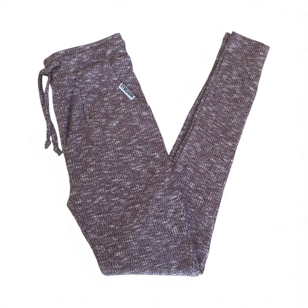 Gymshark Slounge Knit Leggings Berry Red Marled S Cozy Soft Lounge Pants